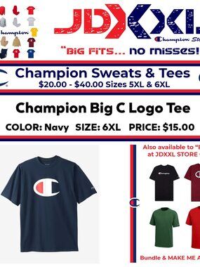 Champion Big C Logo T-Shirt 6XL
